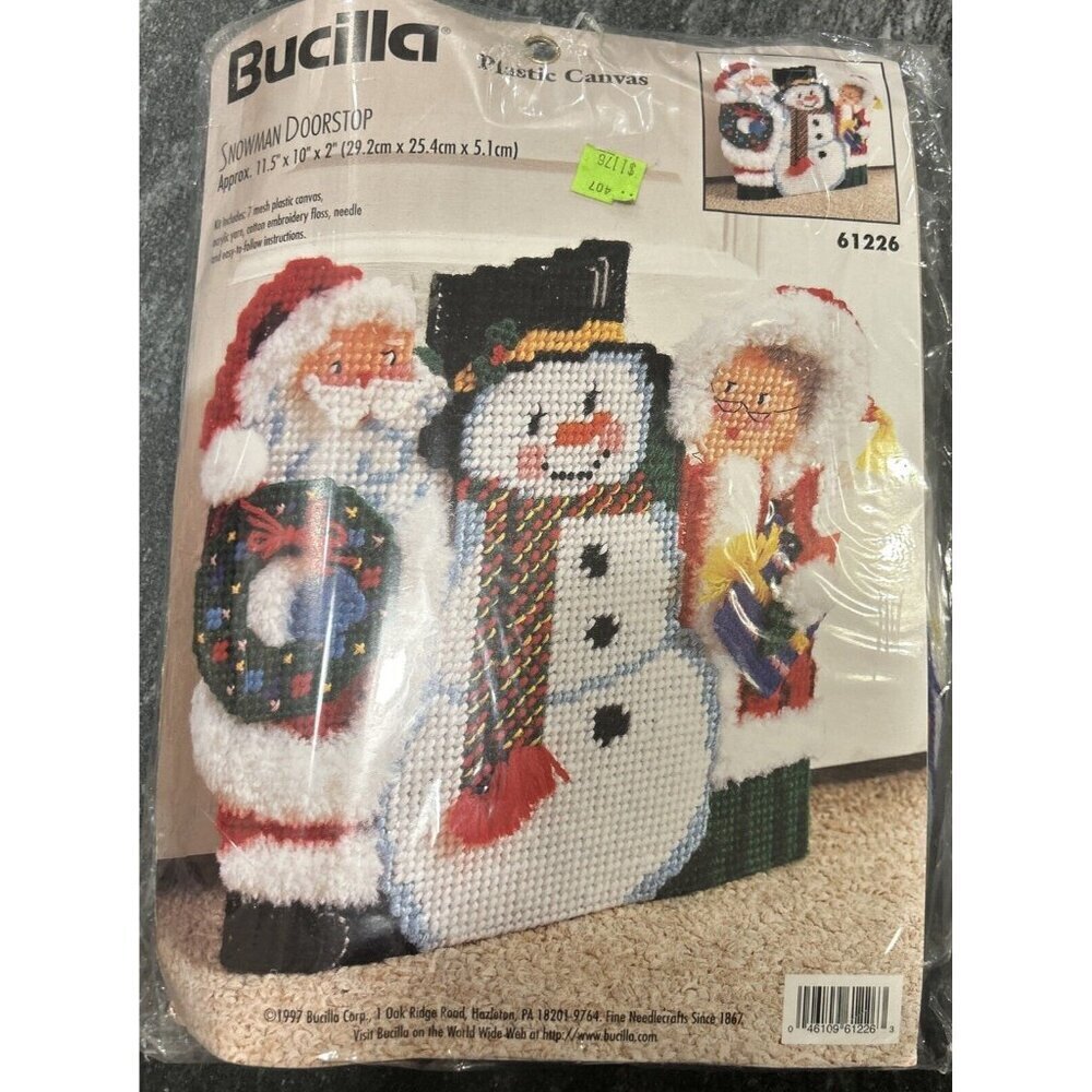 Vtg 1997 Bucilla Snowman Doorstop Kit 61226 Santa & Mrs Claus Christmas NOS
